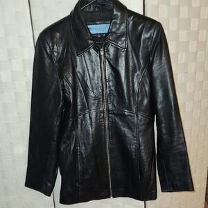 Kenneth Cole Reaction Classic Black 100% Leather Jacket Sz S